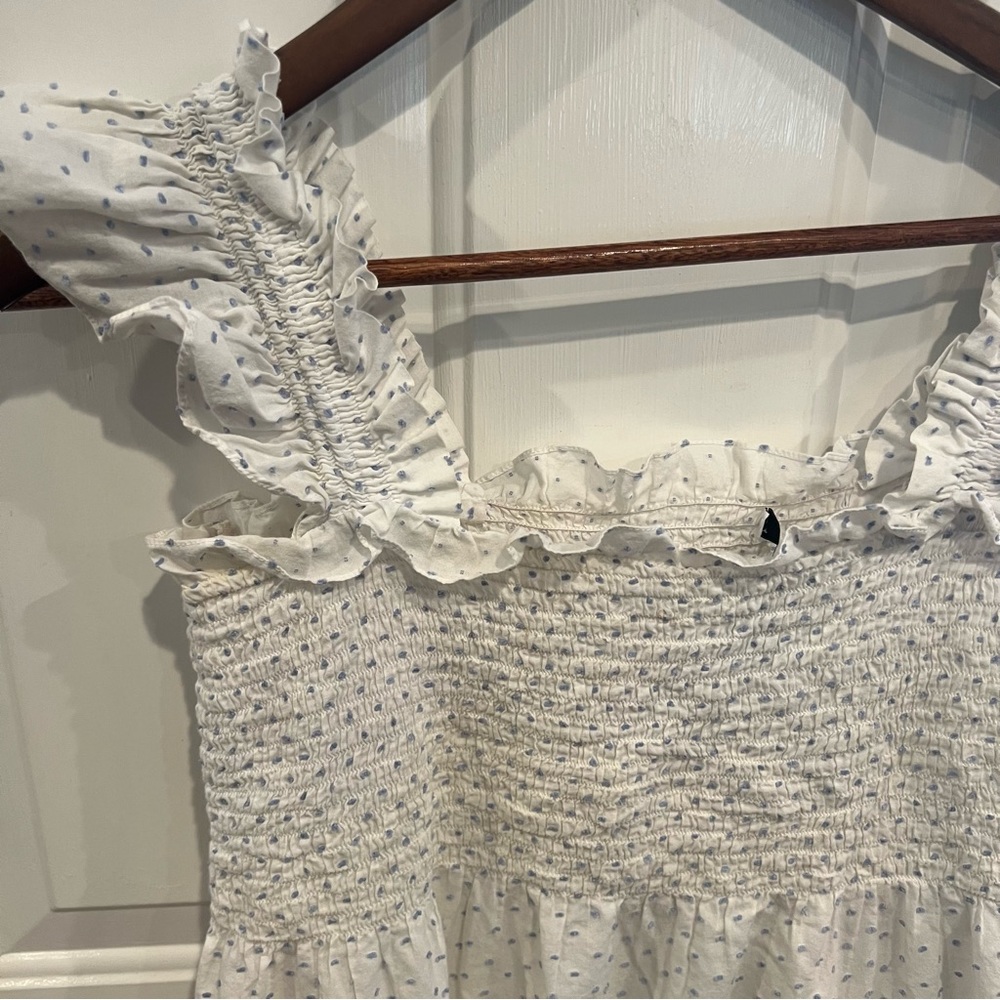 Hill House Home Ellie Nap Dress White with Blue Swiss Dots Coastal Grandma - Picture 4 of 6